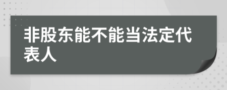 非股东能不能当法定代表人