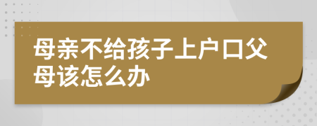 母亲不给孩子上户口父母该怎么办