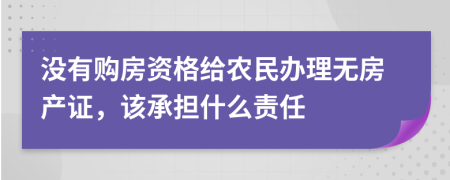 没有购房资格给农民办理无房产证，该承担什么责任