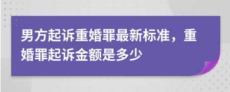 男方起诉重婚罪最新标准，重婚罪起诉金额是多少