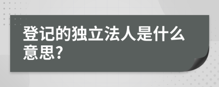 登记的独立法人是什么意思?