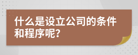 什么是设立公司的条件和程序呢？