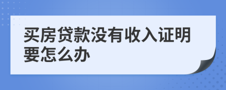 买房贷款没有收入证明要怎么办