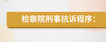 检察院刑事抗诉程序：