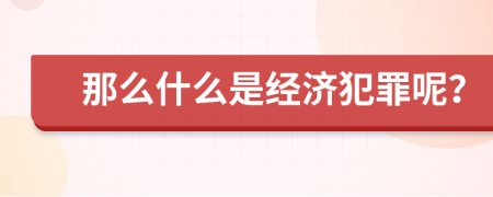 那么什么是经济犯罪呢？