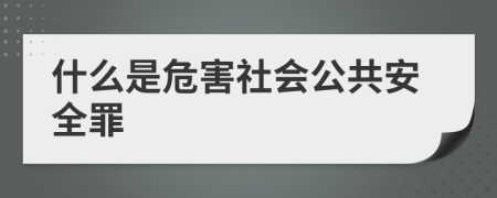 什么是危害社会公共安全罪