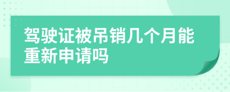 驾驶证被吊销几个月能重新申请吗