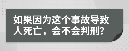 如果因为这个事故导致人死亡，会不会判刑？