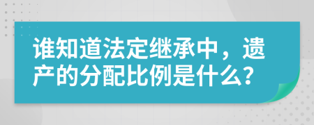 谁知道法定继承中，遗产的分配比例是什么？