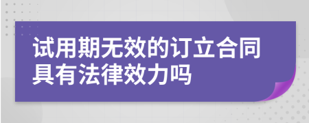 试用期无效的订立合同具有法律效力吗