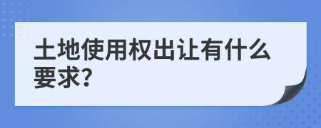 土地使用权出让有什么要求？