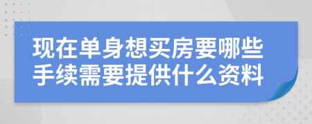 现在单身想买房要哪些手续需要提供什么资料