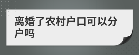 离婚了农村户口可以分户吗