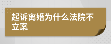 起诉离婚为什么法院不立案