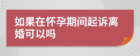 如果在怀孕期间起诉离婚可以吗