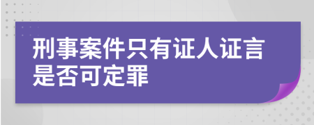 刑事案件只有证人证言是否可定罪