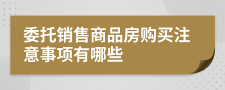 委托销售商品房购买注意事项有哪些