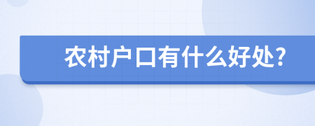 农村户口有什么好处?