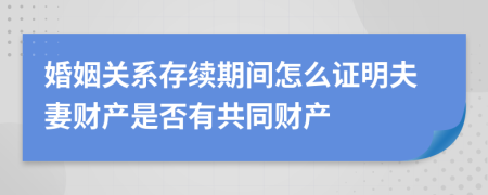 婚姻关系存续期间怎么证明夫妻财产是否有共同财产