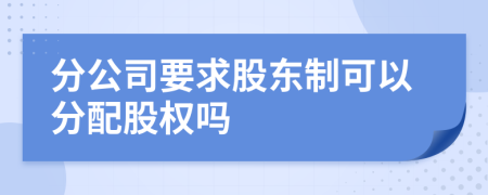 分公司要求股东制可以分配股权吗