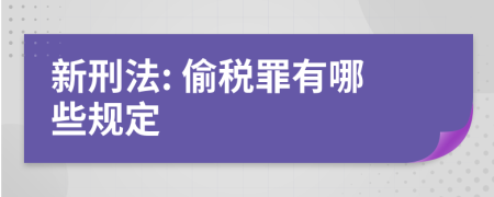 新刑法: 偷税罪有哪些规定