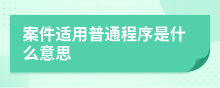 案件适用普通程序是什么意思