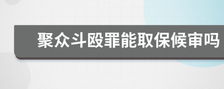 聚众斗殴罪能取保候审吗