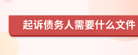 起诉债务人需要什么文件