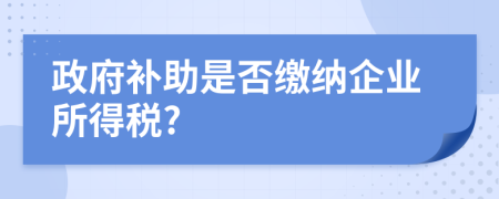 政府补助是否缴纳企业所得税?