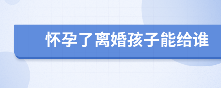 怀孕了离婚孩子能给谁