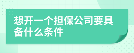 想开一个担保公司要具备什么条件