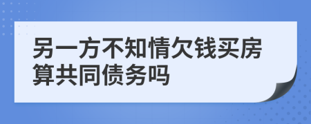 另一方不知情欠钱买房算共同债务吗