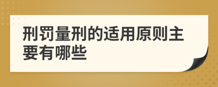 刑罚量刑的适用原则主要有哪些