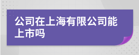 公司在上海有限公司能上市吗