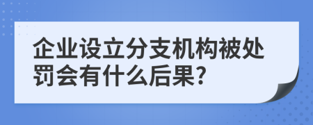 企业设立分支机构被处罚会有什么后果?