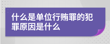 什么是单位行贿罪的犯罪原因是什么