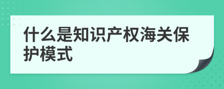 什么是知识产权海关保护模式