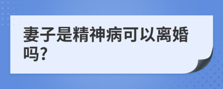 妻子是精神病可以离婚吗?