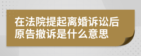 在法院提起离婚诉讼后原告撤诉是什么意思