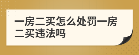 一房二买怎么处罚一房二买违法吗