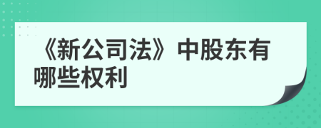 《新公司法》中股东有哪些权利