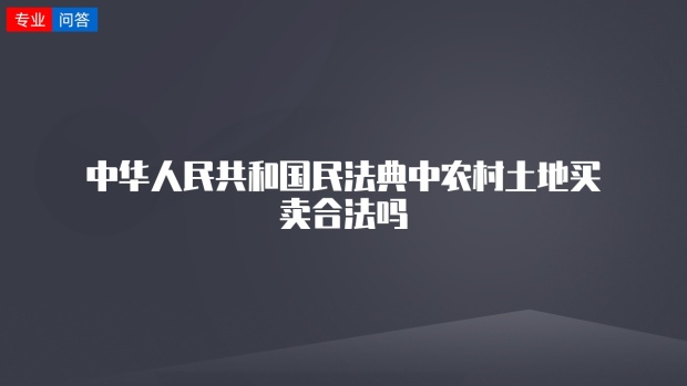 中華人民共和國民法典中農村土地買賣合法嗎-法師兄