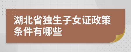 湖北省独生子女证政策条件有哪些