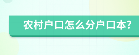 农村户口怎么分户口本?