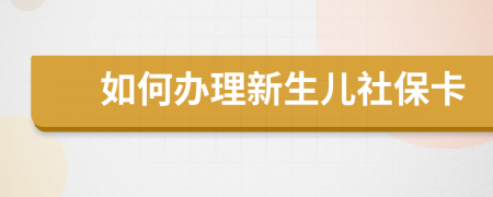 如何办理新生儿社保卡