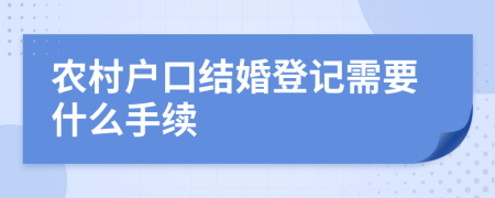 农村户口结婚登记需要什么手续