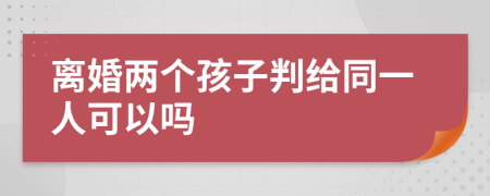 离婚两个孩子判给同一人可以吗