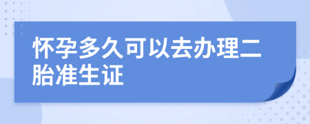 怀孕多久可以去办理二胎准生证