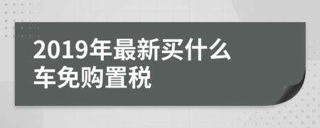 2019年最新买什么车免购置税