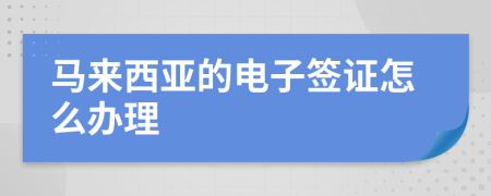 马来西亚的电子签证怎么办理